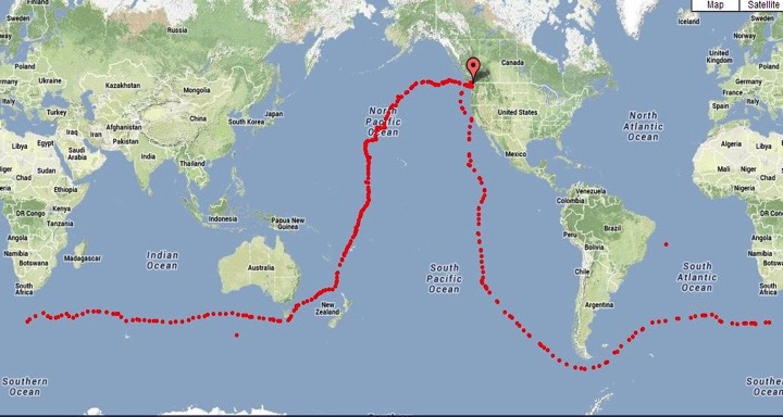 2012 13 Nonstop solo unassisted RTW route