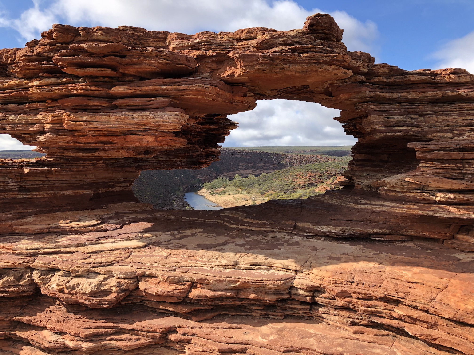 2020-07-01 'Nature's Window' over winding Murchison river gorge -Kalbarri